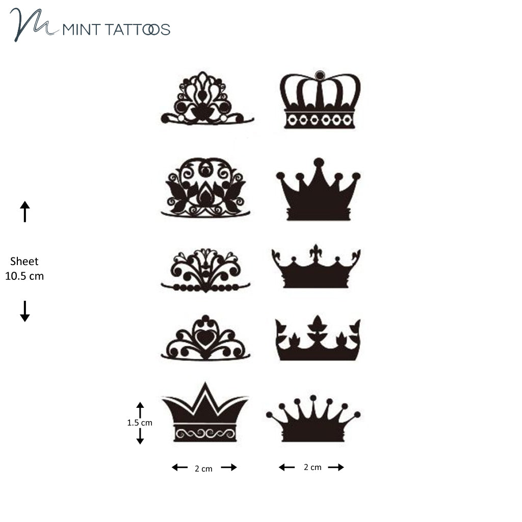 Tiny King and Queen Crowns | Semi-Permanent Tattoo - Not a Tattoo