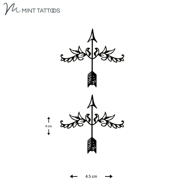 Temporary Tattoo from Mint Tattoos. Two small hand drawn arrows