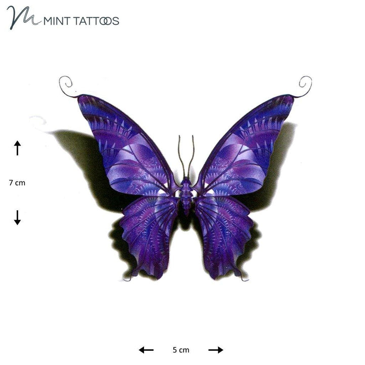 Temporary tattoo from Mint Tattoos Rich purple colored 3D appearing butterfly