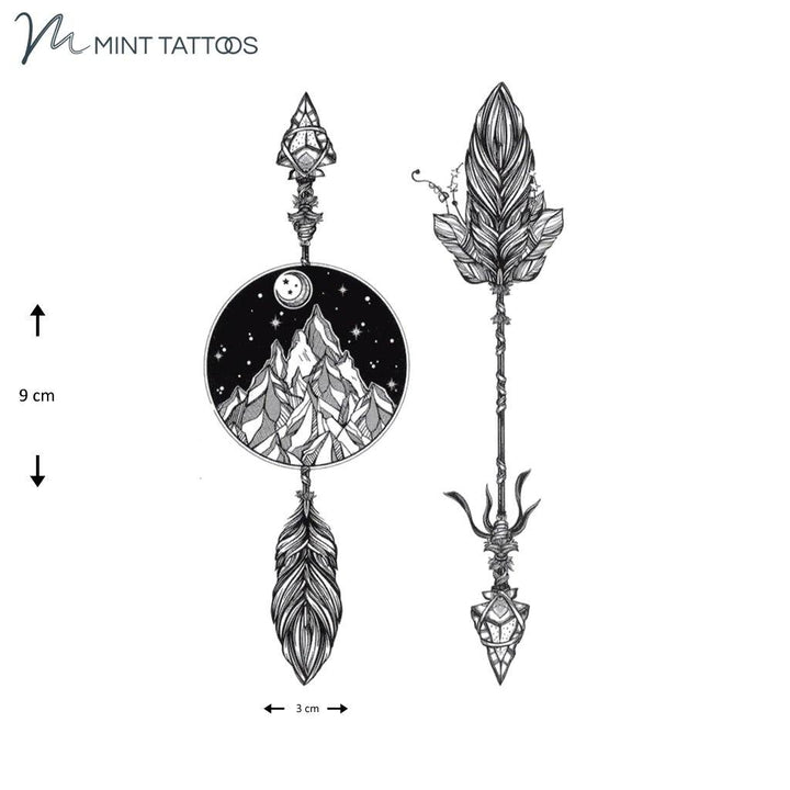 Temporary tattoo from Mint Tattoos Arrow heads and mountains